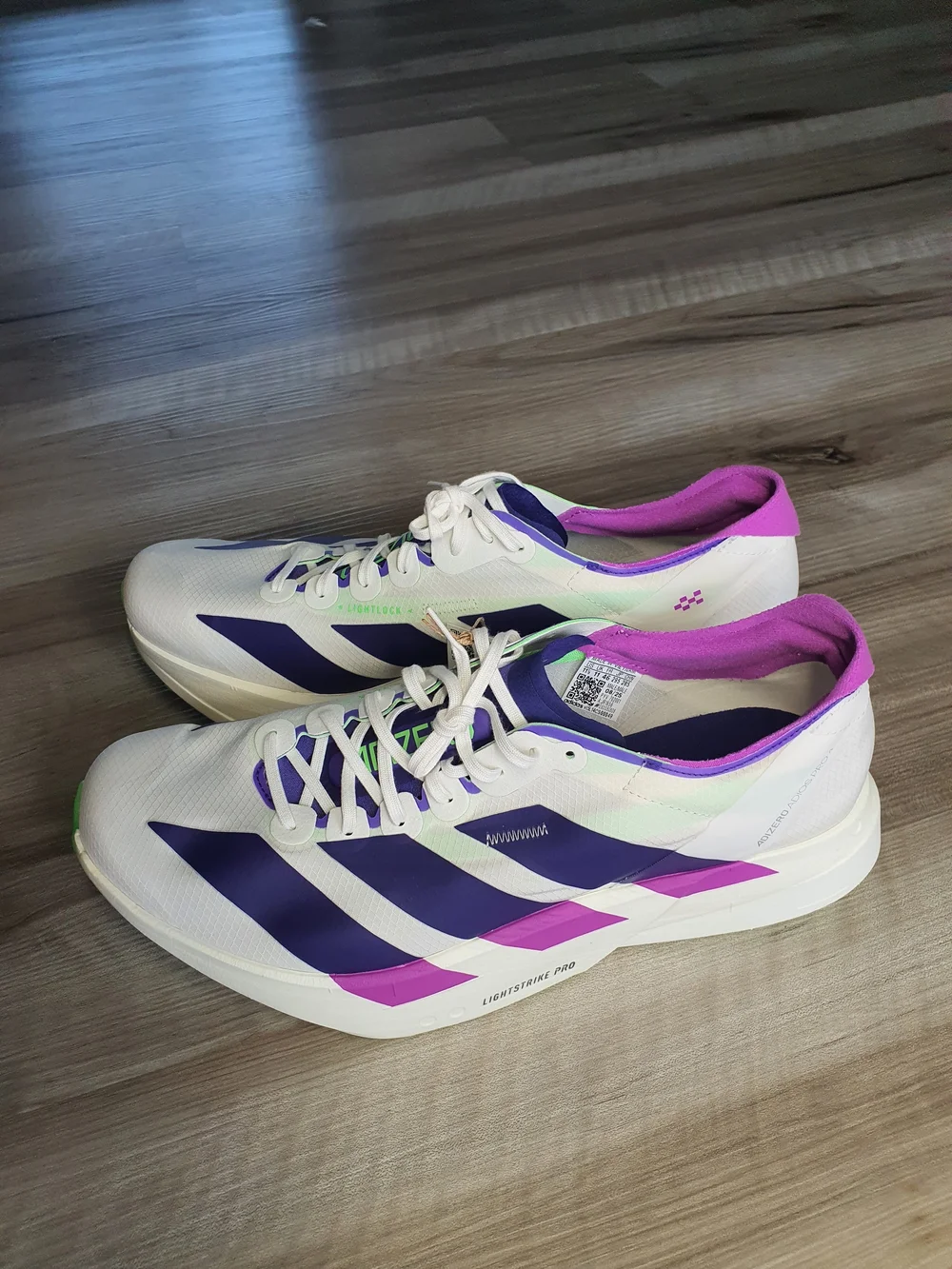 adidas Adizero Adios Pro 4 Core White Purple Lime JR1656 Men's Size 10 New - Picture 8 of 12